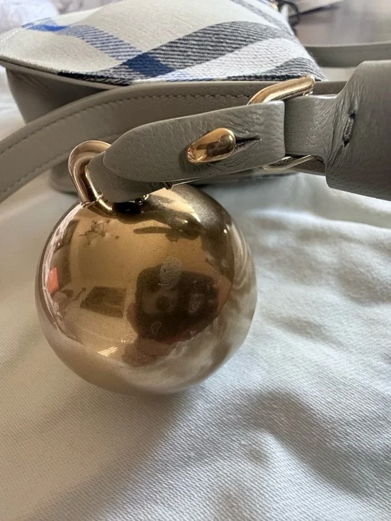 Burberry Black & Cream Check Canvas Crossbody Bag with Blue Accent - Picture 13 of 14